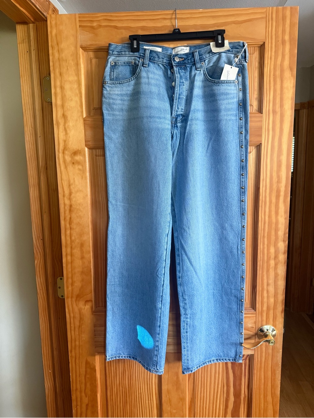 Universal Thread Light Blue Straight Jeans with Side Stud Detail